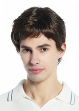 Perruque Hommes Femmes Unisexe Court Léger Ondulés Brun Moyen Brun Perruque