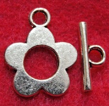 10Sets Tibetan Silver FLOWER Toggle Clasps Hooks Connectors Findings C222