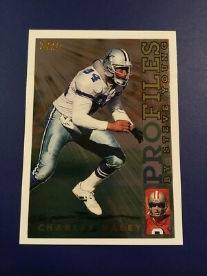 1995 Topps # PF-8 CHARLES HALEY Pro Files Cowboys w Steve Young Insert ...