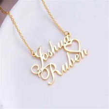 Customized Double Name Heart Necklace Pendant Love Partner Gift Jewelry Birthday