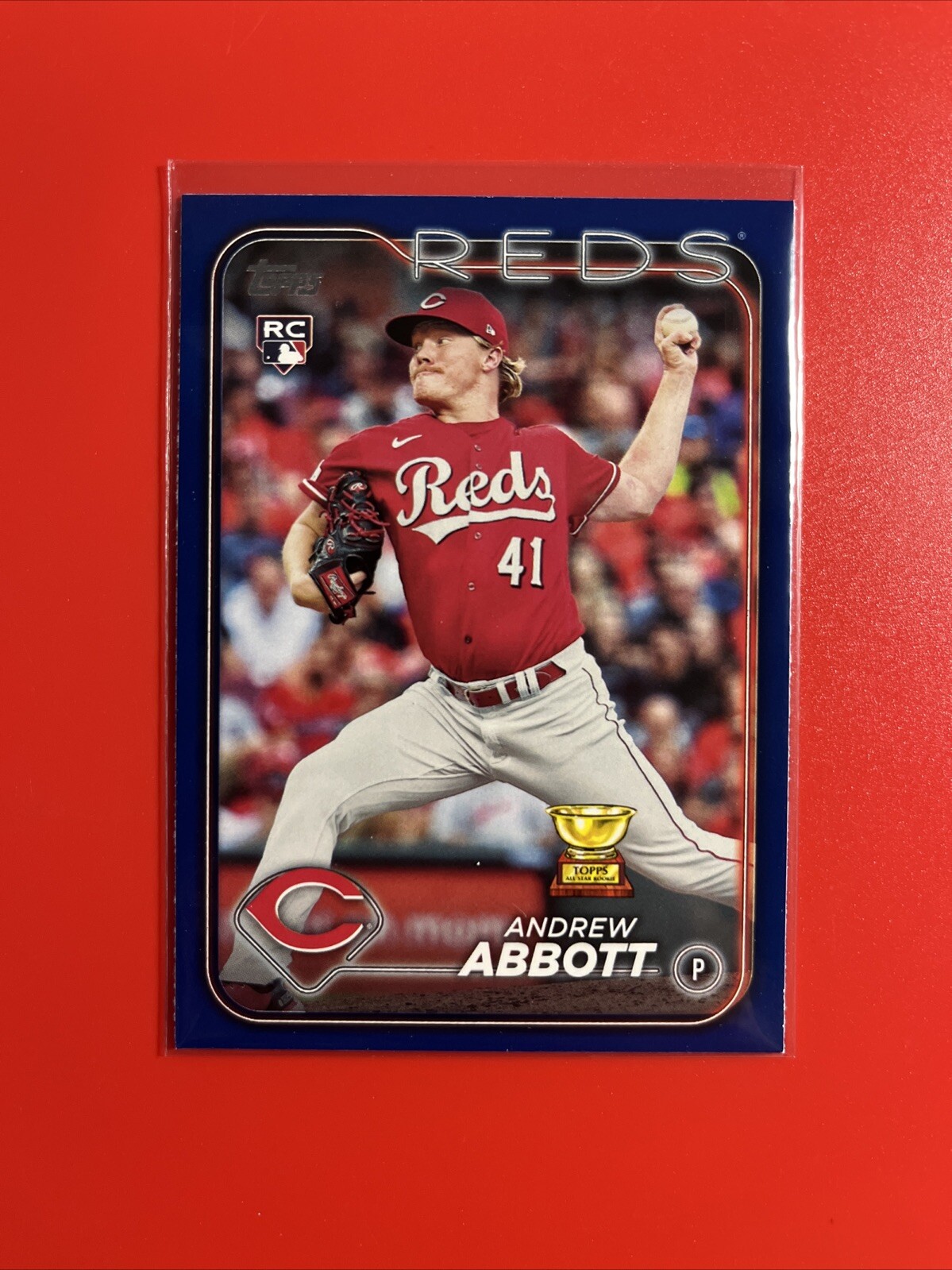 2024 Topps Series 1 Andrew Abbott Rookie RC Royal Blue Parallel SP Reds #214