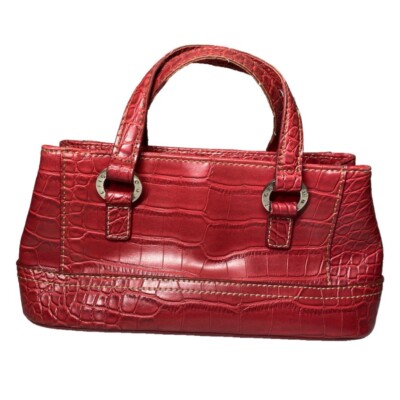 Tommy Hilfiger Faux Crocodile Skin Embossed Mini Hand Bag Red