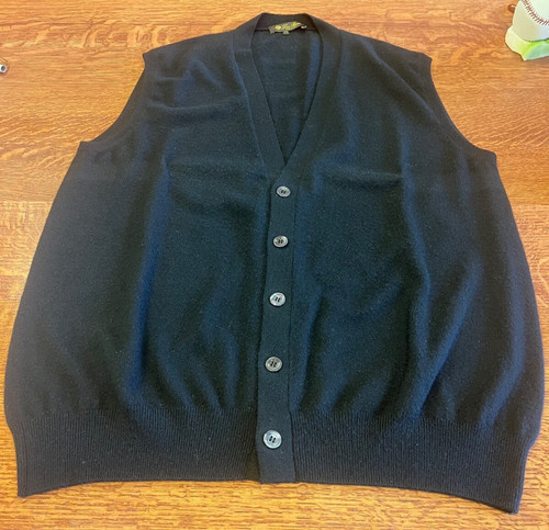 Classic Loro Piana Men's Black Wool Cardigan Sweater Size 58