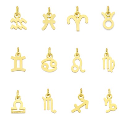Solid Gold Zodiac Charm Available in 10k or 14k, Cute Horoscope Charm