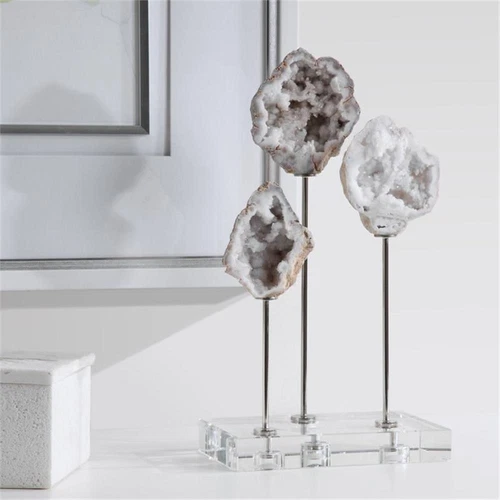 Uttermost Cyrene Contemporary Steel Marble and Crystal Accessory in White - Picture 2 of 5