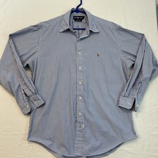 Ralph Lauren Men's Shirt Long Sleeve Button Down Blue White Stripes 16 35