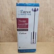 Patriot Pendant Hanging Outdoor Light Brushed Nickel Frosted Glass New Open Box