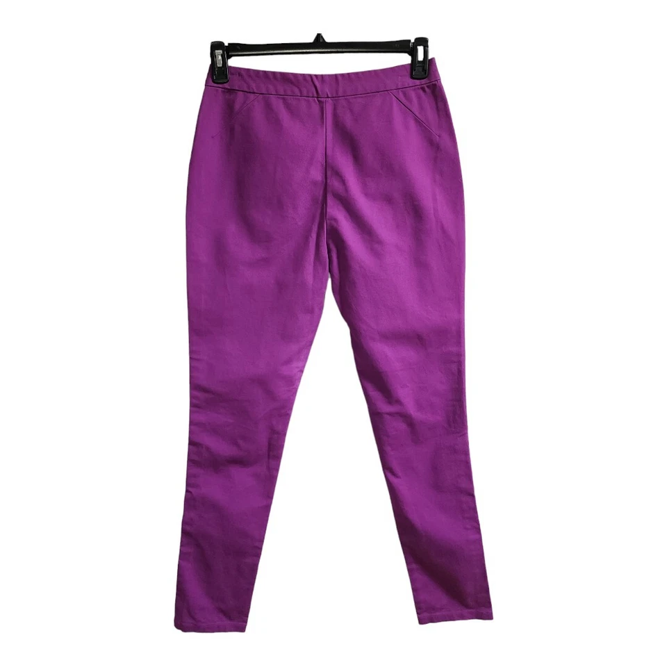 Pantalones al tobillo Kate Spade Saturday para mujer morados con rayas negras pierna ajustada talla 8 Foto 2 de 4
