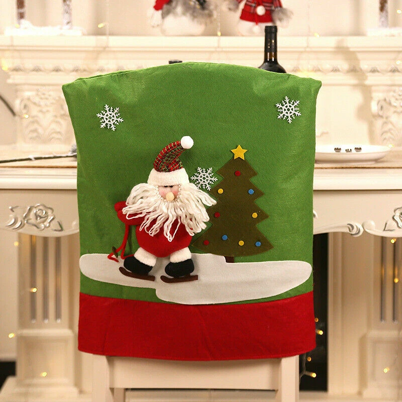 22"x19" Decoración Navidad Mesa Alce Decoración Fiesta Cena Asiento Silla Cubierta Trasera Foto 3 de 3