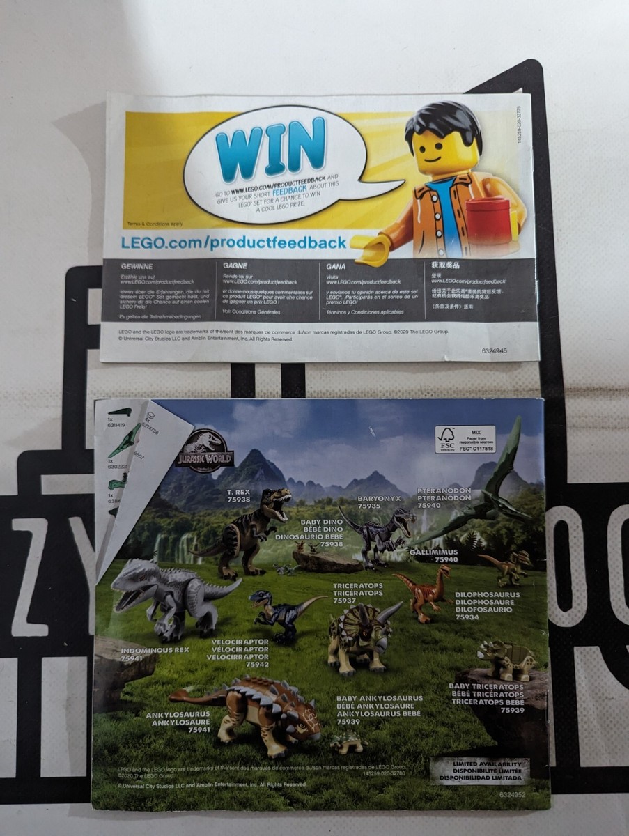 洋書2冊セット LEGO 75940 Gallimimus and Pteranodon Breakout Instructions Books 1