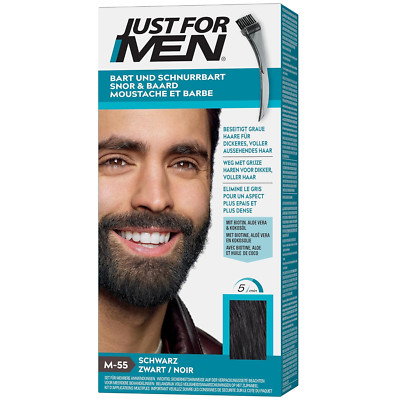 Just For Men Bartfarbe Schnurrbart Tönung gegen graue Haare Farbe Schwarz M55