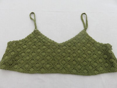 SHEIN FAB KHAKI GRÜN GEHÄKELT 70ER FESTIVAL SOMMER BIKINI TANKINI OBERTEIL UK 10 -12