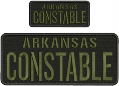 ARKANSAS CONSTABLE embroidery patches 4x10 AND 2X5 hook on back OD GREE ON BLACK