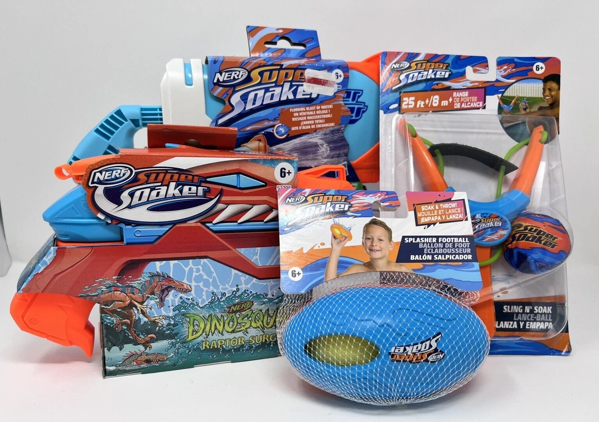 Nerf Super Soaker Fun Lot - Torrent, Dinosquad, Football, Sling.
