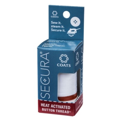 SECURA THREAD Coats & Clark White Heat Activated Button Thread 100 yds Polyester