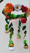 Handmade Felt Flower Cot Mobile   Bright  Stimulating Nursery D cor