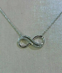 Authentic 1.2Ct Round Cut Lab-Created Diamond Infinity Women Pendant 14K White Gold Plated