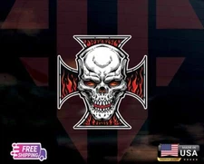SKULL % CROSS BONES  SKULL DECAL STICKER  DESIGN LAMINATED +6Y + US + VINYL AI