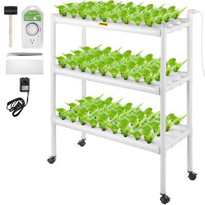 ''VEVOR Hydroponic Grow System - 108 Sites, 3 Layers, 12 Food-Grade PVC-U Pipes w