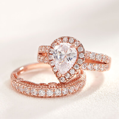 Rose Gold Over Sterling Silver Rings for Women Wedding Engagement