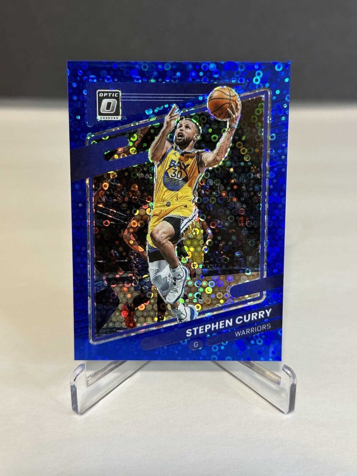 2021-22 Donruss Optic Stephen Curry Blue Disco Fast Break Prizm /50 Card #128
