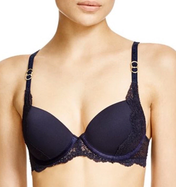 Бюстгальтер женский Stella McCartney гладкий кружевной контур погружение 34B на косточках ночное небо - Изображение 3 из 4