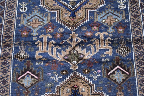 Alfombra antigua afgana persa Baluchi 7x10 azul hecha a mano alfombra de lana oriental - Imagen 8 de 11