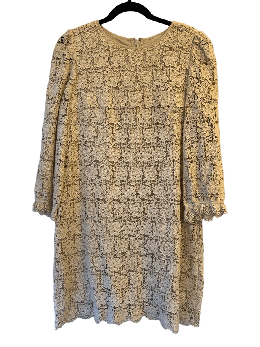 Eliza J crochet ivory dress size 12 measures like medium