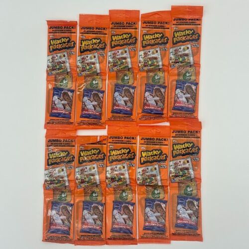 Topps Wacky Packages Jumbo Packs Serie 10 Sticker Sealed Lot 10 Packs Rare - Bild 2 von 3