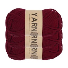 3Pcs Crocheting Yarn, 1.8mm Wine Red 5 Ply Acrylic Yarn 150 G,164 Yards Total