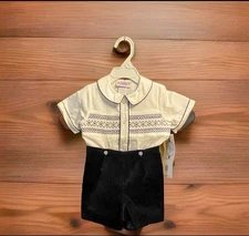 Boys NWT Simi by Vive La Fete Smocked Shorts Set Dress Shirt Lined 12 Months
