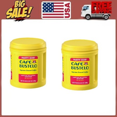 (2 pack) Cafe Bustelo Espresso Ground Coffee, Dark Roast, 36 oz Canister
