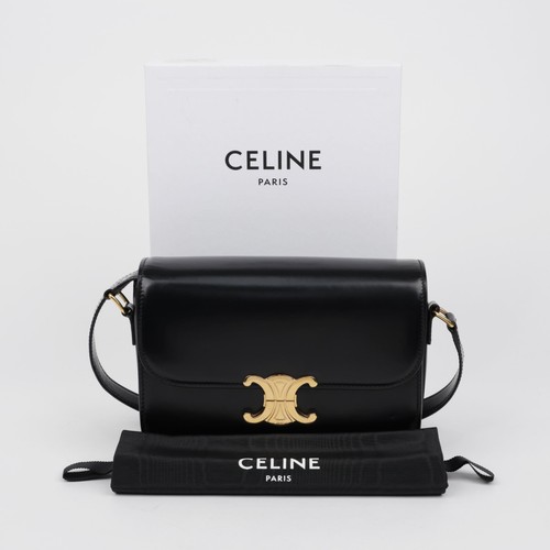 Celine Classic Triumph Shiny Calf Crossbody Black 160478169 [P]