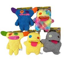 Fuggler FUNNY UGLY MONSTER Pet Toy Squeaky Crinkle Plush 5 Monsters Sets RARE