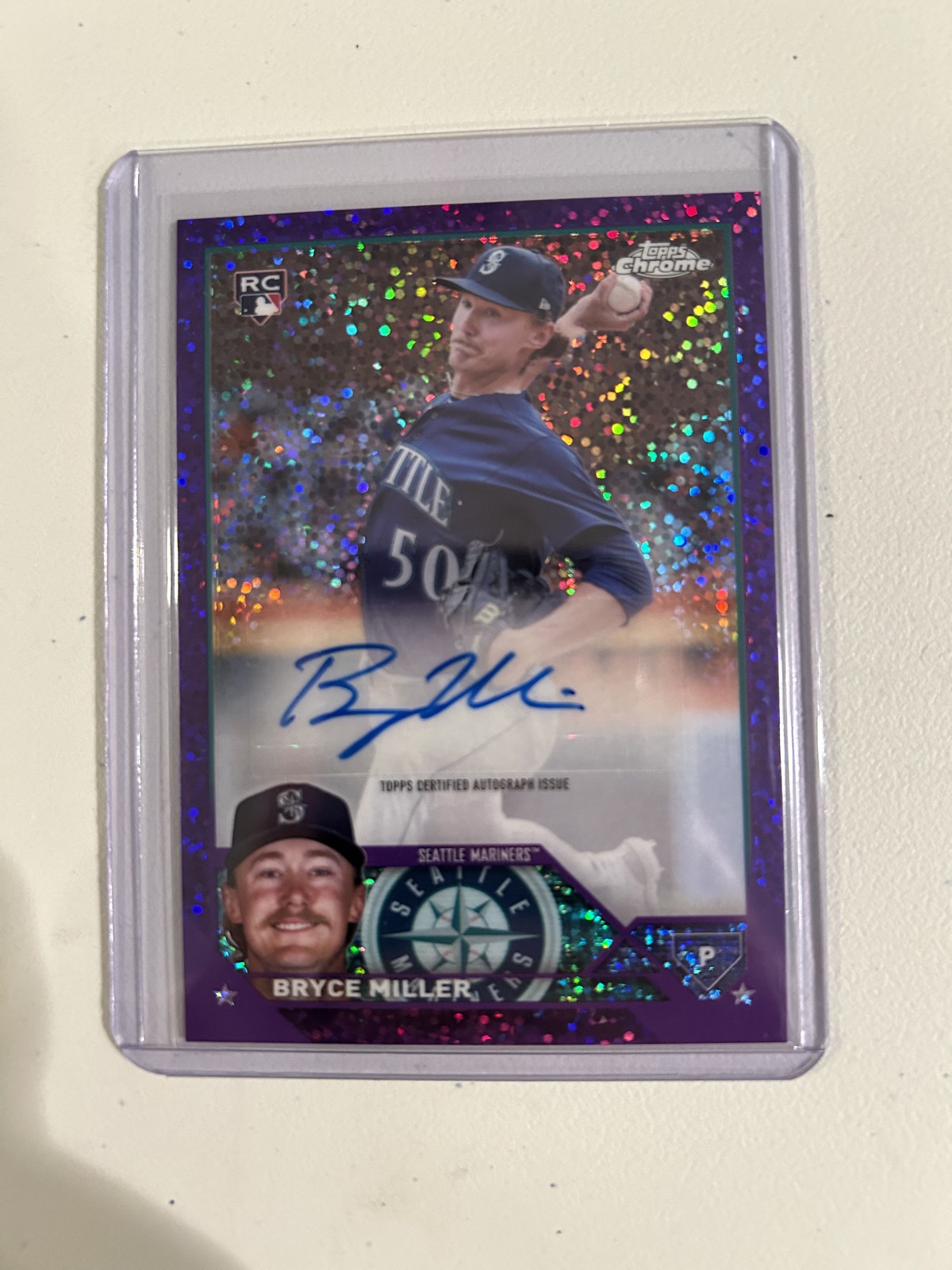 2023 Topps Chrome Update- Autograph Bryce Miller  Purple Speckle Refractor /299 
