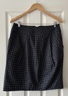 max mara weekend Rock 12 blau kariert Wollmischung Taille 30