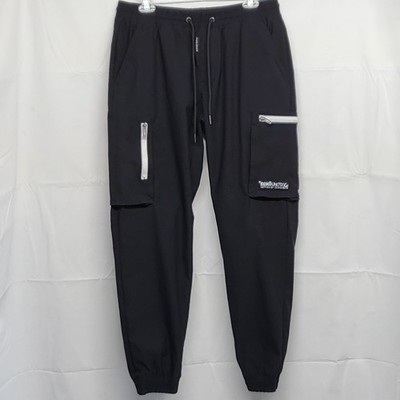 Ecko Unltd Cargo Jogger Pants Mens Medium Pull On Drawstring Nylon Blend Black