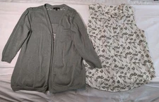 Lot of 2 Fun2Fun Angie Pleated Blouse Sz M/Lety&Me Sweater Sz M Workwear Office 