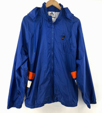 Vtg 90s Y2K Adidas Windbreaker Jacket Men L Blue Orange Colorblock Hood Nylon