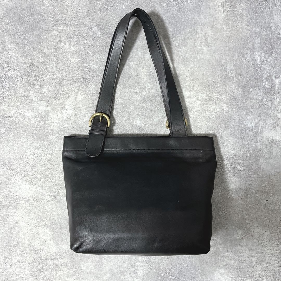 OLD COACH Tote Bag Leather Black Y2K 00s - Gem