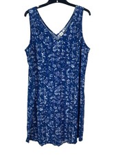 Gap Sleeveless Blue Floral Shift Dress L Lightweight Summer Beach NWT