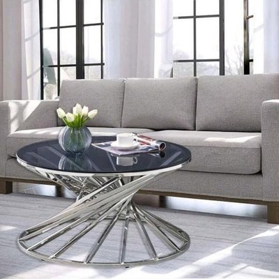 Luxus Silber Rund Sofa Beistelltisch Beistelltisch Klein Couchtisch Edelstahl