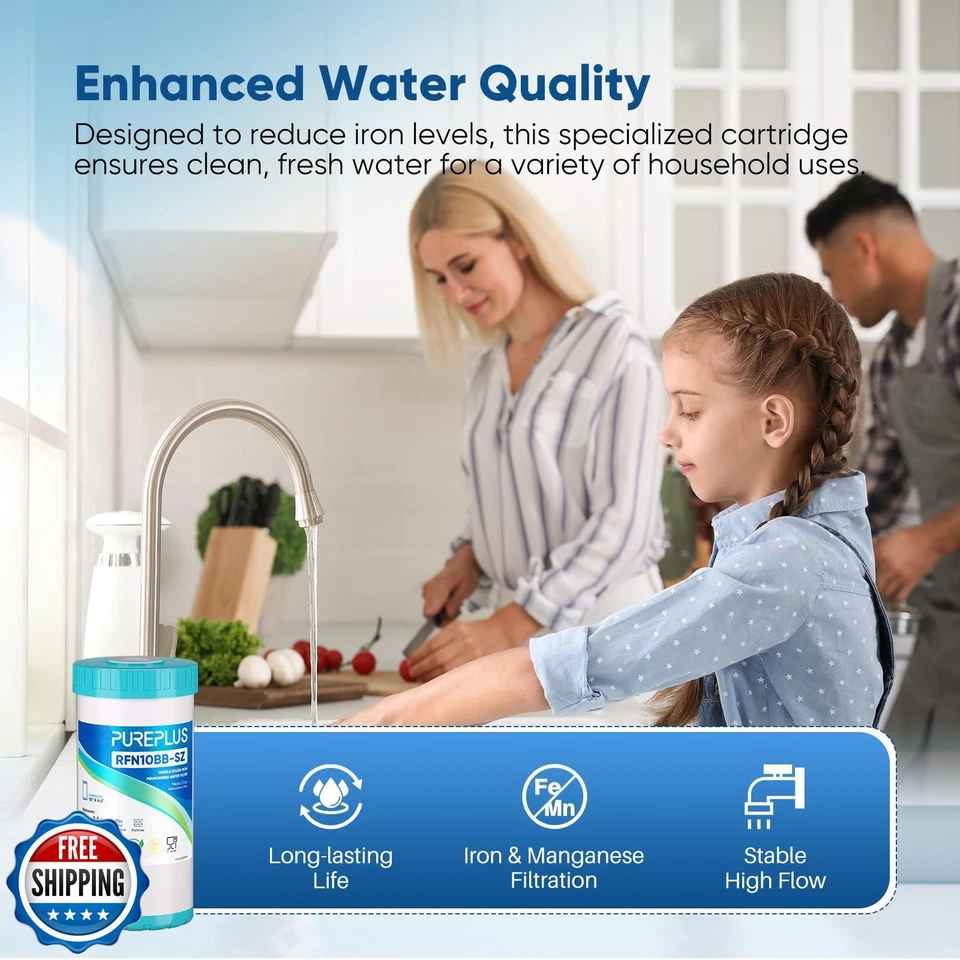 PUREPLUS 10" x 4.5" RFN10BB-SZ Whole House Iron and Manganese Reduce Water Fi - Image 3 of 4