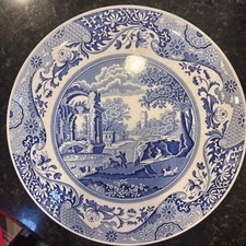 Spode Italian Design Blue  White Ceramic Plate 10  England C.1816 Elegant Scene