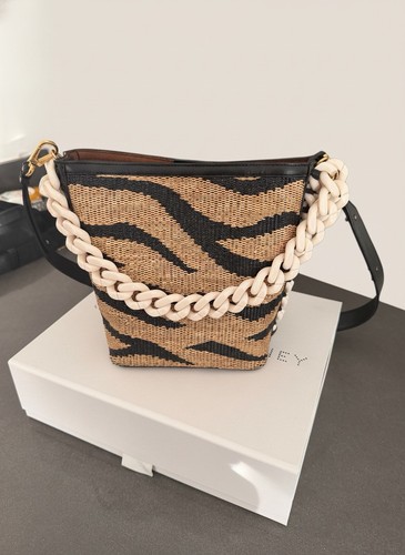 Stella McCartney Tiger Jacquard Raffia Bucket Bag Excellent Condition