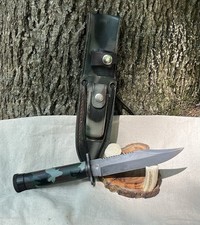 Vintage Parker Brothers Survival Knife Str17 Camouflage Sheath-factory Edge Vintage Parker Brothers Survival Knife Str17 Camouflage Sheath-factory Edge