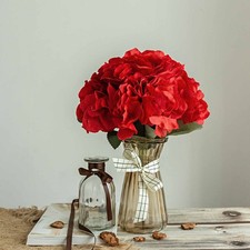 Red 5 Silk Hydrangea Bushes Wedding Flowers Bouquets Party Centerpieces SALE