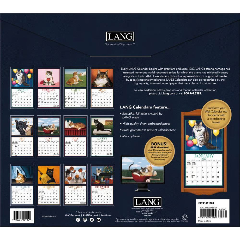 Lang Brands, American Cat 2027 Wall Calendar by Lowell Herrero | eBay