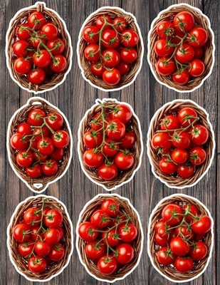 Basket of Tomatoes Die Cut Vinyl Stickers Scrapbooking Laptop Waterbottle