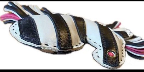 HERMES GeeGee Savannah Zebra Bag Charm Black White Milo Lambskin Leather Gift SS - Picture 6 of 6